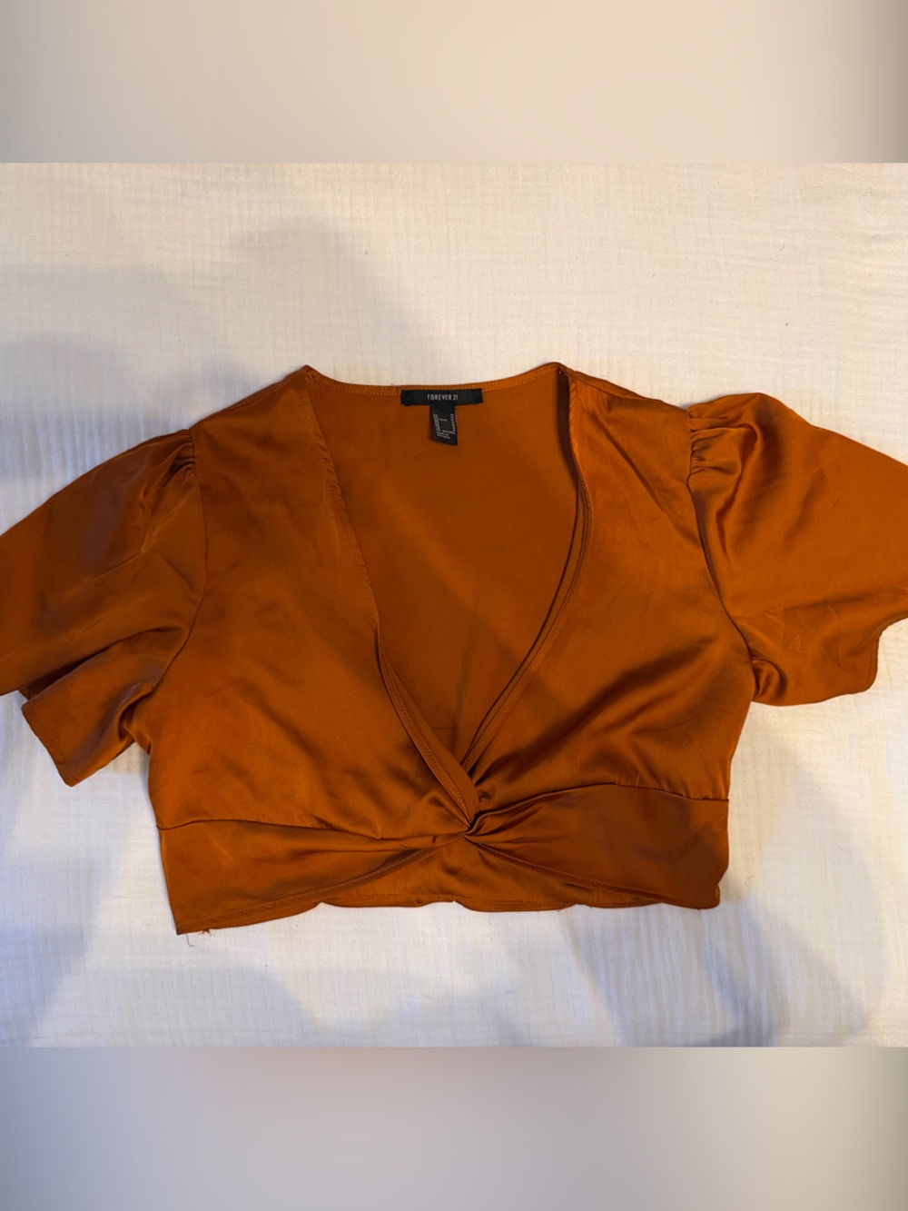 Forever 21 Rust Orange Twist Front Crop Top